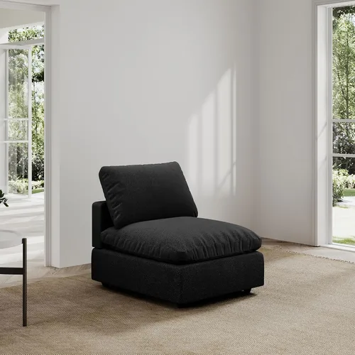 Vista 49 de Sofá seccional moderno de lino en forma de L para sala de estar, sofás modulares con relleno de plumón, fundas de cojín de sofá desmontables, sofá