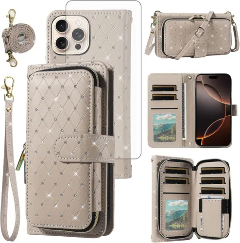 Vista 70 de Funda para teléfono iPhone 6 6S con cremallera y protector de pantalla con protector de pantalla, correa de cordón cruzado, ranura para iPhone 6 Six