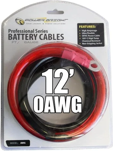 Vista 12 de Power Bright 2-awg12 2 cables AWG Gauge 12-Foot Professional Series Inverter 2000 – 2500 W