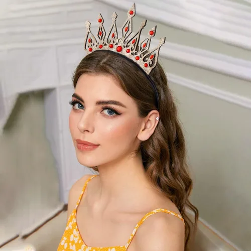 Vista 4 de DRESBE Diademas de cristal dorado con purpurina para el cabello, tocado para festival, cosplay, fiesta, accesorios para el cabello para mujeres
