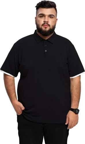 Vista 2 de Aiyino Polo de algodón suave y liso para hombre, de ajuste clásico, manga cortalarga, para hombre
