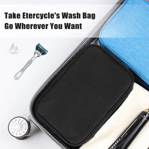 Vista 7 de Etercycle Neceser de viaje compacto para mujeres y hombres, organizador de ducha colgante impermeable con gancho, bolsa de lavado plegable portátil