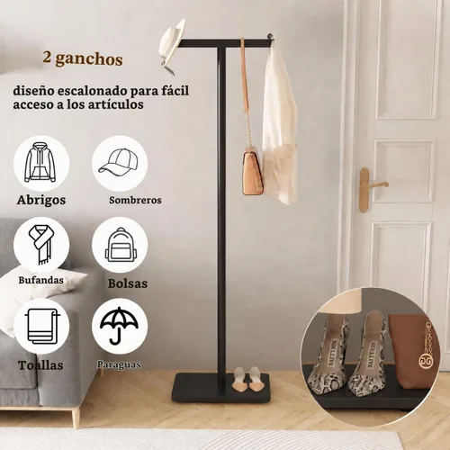 Vista 2 de Percheros independientes con base de mármol, soporte de ropa resistente para entrada, dormitorio, sala de estar, boutiques, 15.7 pulgadas de largo
