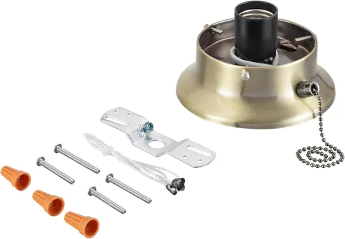 Vista 7 de Aspen Creative 22101-06-1 Kit de soporte de techo de montaje empotrado con interruptor de cadena de encendido/apagado en acabado de latón cepillado