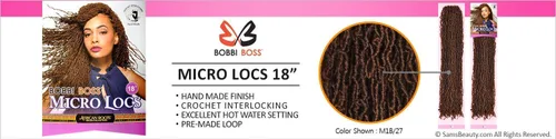 Vista 5 de Bobbi Boss Trenzas de ganchillo de pelo sintético, colección de trenzas africanas, micro rastas de 18 pulgadas (4 unidades, 2)