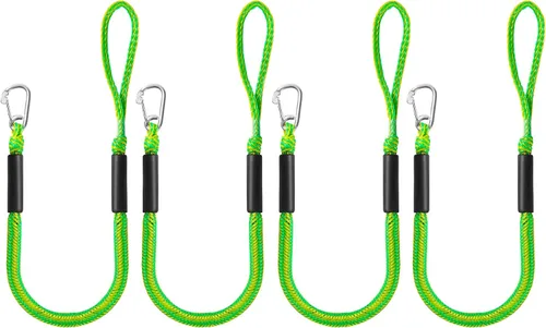 Vista 8 de Líneas de muelle elástico para barcos, líneas de amarre marinas, cuerda de barco para acoplamiento con bucle y accesorios de clip para moto negro