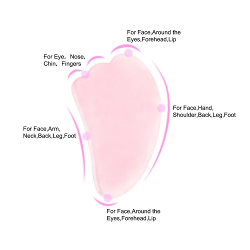 Vista 4 de JOVIVI Gua Sha herramienta para masajes, cuarzo rosa natural y aventurina verde, con forma de ala