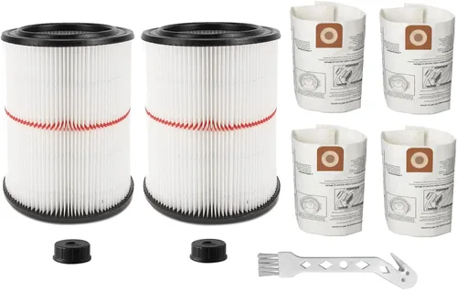 Vista 9 de 1 paquete de filtro 17816 para filtro de cartucho de aspiradora de taller Craftsman Reemplazo con 2 paquetes CMXZVBE38749 Bolsas de recolección