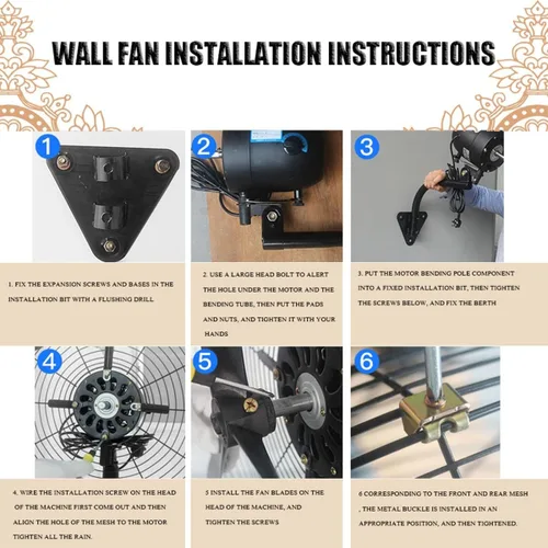 Vista 7 de Ventilador de pared de metal pequeño para exteriores, ventilador de pared industrial de 19.7 pulgadas, 25.6 pulgadas 29.5 pulgadas, ventilador