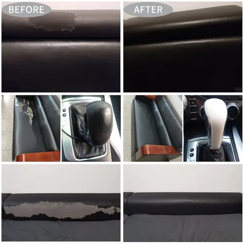 Vista 4 de Parche de reparación de cuero, parches de cuero de 13 x 55 pulgadas para muebles, cinta de reparación de cuero autoadhesiva para sofá, asiento