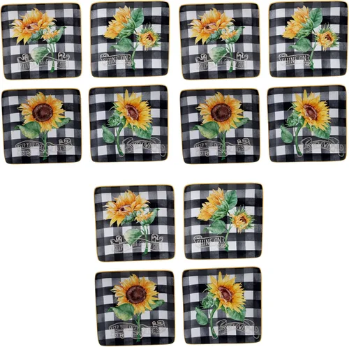 Vista 3 de Certified International Sunflower Fields - Platos de canapé/Lucheon de 6 pulgadas, diseños surtidos, pequeños, juego de 4