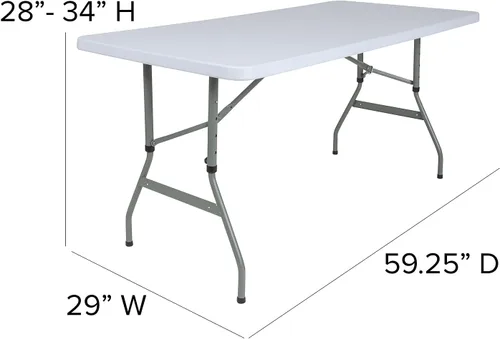 Vista 3 de Flash Furniture Kathryn Mesa plegable de plástico blanco granito ajustable de 4.93 pies de altura