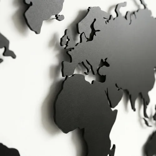 Vista 8 de DEKADRON Arte de pared de metal, mapa del mundo de metal, continentes de Asia, Europa, América y Australia, decoración de pared de metal, letrero