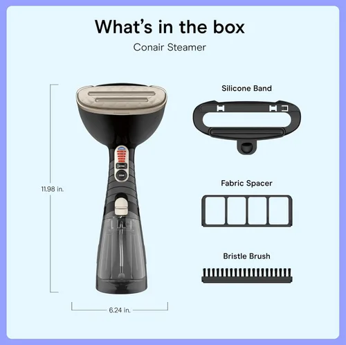 Vista 7 de Conair Vaporizador de mano para ropa, vaporizador de tela Turbo ExtremeSteam 1875W, diseño portátil de mano, vapor penetrante fuerte, exclusivo