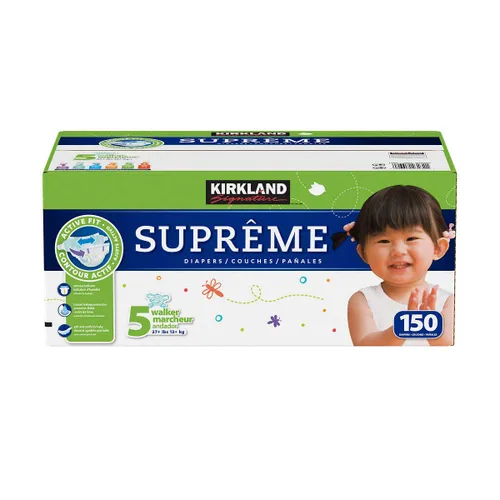 Vista 14 de Kirkland Pañales Signature talla 1 (hasta 14 libras) 192 unidades con toallitas exclusivas para la salud y el aire libre