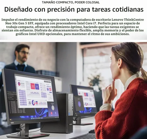 Vista 4 de Lenovo ThinkCentre - Escritorio empresarial de factor de forma pequeño, Intel Core i7-13620H de 13ª generación, DDR5 de 16 GB, SSD de 512 GB, HDMI