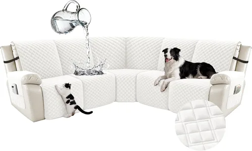 Vista 36 de Arfntevss Fundas para sofá seccional reclinable para sofá seccional en forma de L, funda antideslizante lavable para sofá reclinable con forma de L