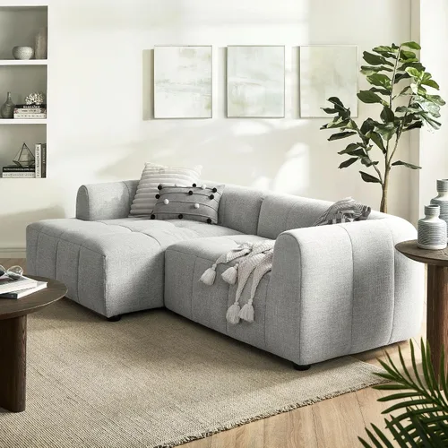 Vista 10 de Modway Liana Sofá modular orientado hacia la izquierda con chaise in Linen – Moderno sofá modular – Sofá modular moderno – Tumbona tapizada de tela