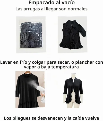 Vista 6 de Argstar Cárdigan de manga 3/4 para mujer (S-3XL), casual, ligero Negro