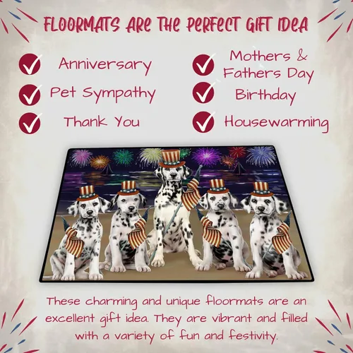 Vista 7 de Doggie of the Day Dalmatian Dogs Floor Mat - 4th of July Independence Day - Best Dog Doormat - Protector Decor - Unique Portrait Art - Premium