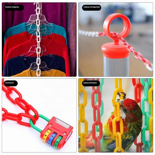 Vista 7 de PATIKIL Cadenas de plástico, cadenas de seguridad de 30 pies, cadenas de plástico negro para barreras, control de multitudes, líneas de cola