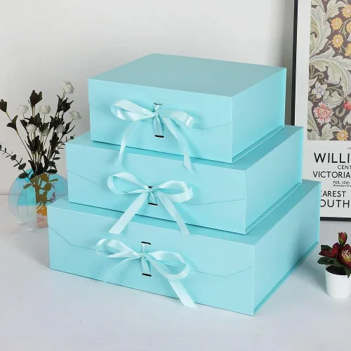 Vista 8 de GoooodGift Caja de regalo grande azul, 1 paquete de 13.5 x 11 x 5.3 pulgadas, caja de regalo de lujo para regalos con tapa de cierre magnético