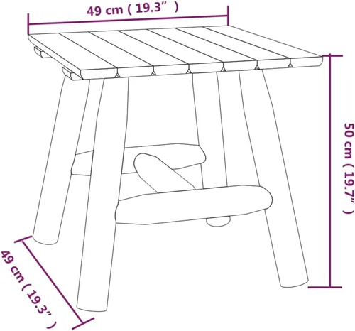 Vista 2 de Mesa auxiliar duradera de madera de abeto maciza para muebles de patio, acento natural sin tratar al aire libre para balcón y porche, soporte