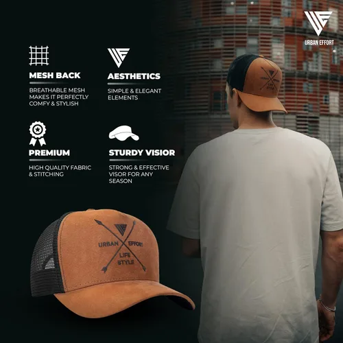 Vista 139 de Urban Effort Gorra trasera de malla, para hombres y mujeres, gorra de béisbol de 5 paneles, gran cierre a presión para caza y senderismo