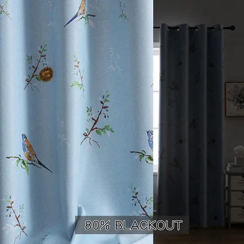 Vista 5 de SUOUO - Cortinas opacas de doble cara con estampado de pájaros de 84 pulgadas, 2 paneles, cortinas rústicas de granja vintage para ventana