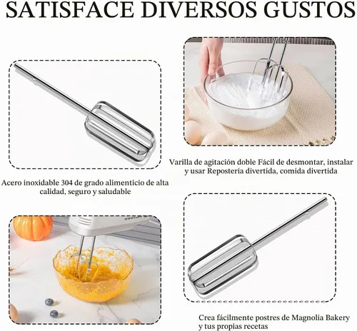 Vista 4 de 2 piezas de accesorios para batidora de mano, batidores para batidora de mano para cocina, piezas de repuesto de acero inoxidable para KitchenAid