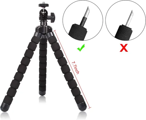 Vista 4 de Ruittos - Mini trípode para teléfono, flexible, de alta calidad, compatible con iPhone Samsung Go Pro, cámara digital pequeña, color negro
