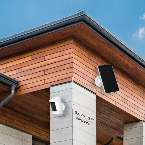 Vista 4 de Paneles solares de 5 W para cámaras de seguridad – Compatible con Ring Spotlight Cam (batería), batería Ring Stick Up Cam – Cable de carga de 9.8 1