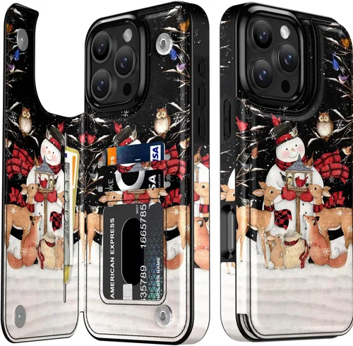 Vista 31 de LETO para iPhone 15 Pro Funda tipo cartera - Tapa tipo folio con patada - Diseños de moda - Tarjetero - Funda protectora para mujeres y niñas - 6.1