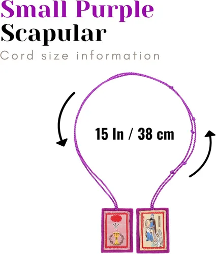 Vista 3 de Pequeño Escapulario Púrpura Marie Julie Jahenny de Bendición y Protección Collar Católico Escapulario Morado