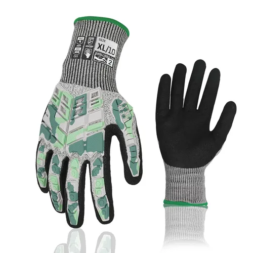Vista 23 de Guantes de trabajo de seguridad Graloky, guantes de impacto para hombres y mujeres, guantes resistentes a cortes antideslizantes de trabajo pesado