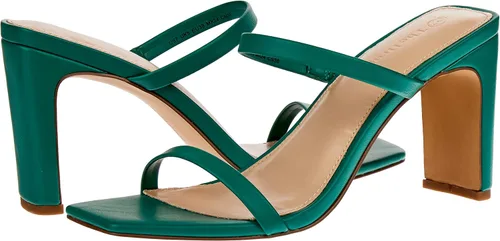 Vista 6 de The Drop - Sandalias de tacón alto Avery con dos correas y punta cuadrada para mujer