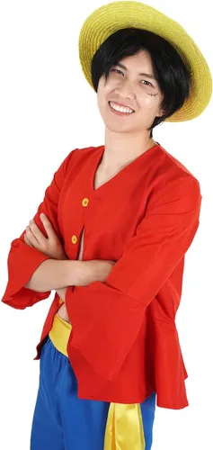 Vista 6 de Disfraz de cosplay de anime para mono D. Luffy después de 2 años de separación camisa y pantalones conjuntos para adultos verano S-XXL (M)