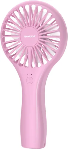 Vista 17 de TriPole Paquete de 2 mini ventiladores portátiles de mano, color rosa, 3 velocidades, potente ventilador de mano con batería personal para viajes