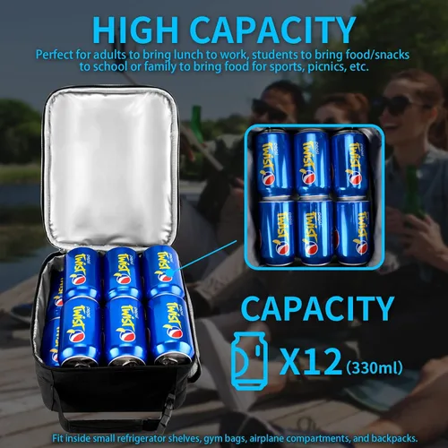 Vista 6 de Lonchera reutilizable para hombres y niños, pequeña bolsa de almuerzo para adolescentes, hombres, adultos, estudiantes, reutilizable, portátil
