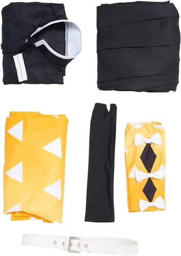 Vista 6 de Agatsuma Zenitsu - Disfraz de capa para niños disfraz de cosplay de Halloween kimono bata de anime uniforme