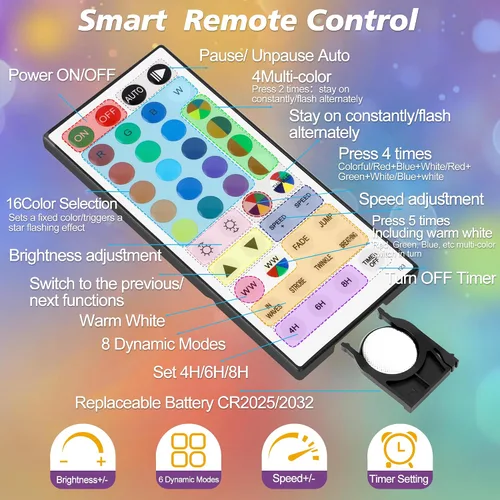 Vista 5 de OMIKA Luces de Cadena de Interior que Cambian de Color con Enchufe USB, 16.5 pies 50 LEDs Luces de Hadas de Globo de Cristal con Control Remoto