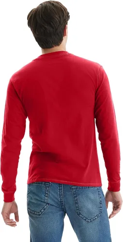 Vista 2 de Hanes Beefy-T - Camisetas de algodón para hombre, con cuello henley y manga larga