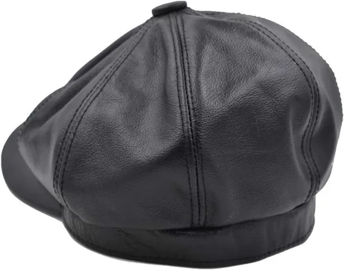 Vista 8 de Sombrero clásico de cuero de 8 paneles Gatsby Newsboy Ivy para hombre de moda