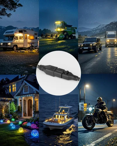 Vista 8 de 2 en 1 2 pies universal DT Splitter arnés de cableado, 2 pines Plug and Play Kit de conector de extensión para barra de luz LED, cápsula LED, luces
