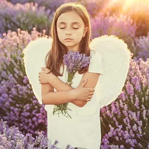 Vista 5 de Alas de ángel y halo para niños y niñas, ala de disfraz de ángel para adultos y niños, alas de ángel blancas para mujeres, color negro