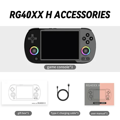 Vista 9 de RG40XX H Handheld Game Console RG40XXH Retro Gaming Console 4.0'' IPS Screen with 64G TF Card Pre-Installed Games Linux System Supports 5G WiFi