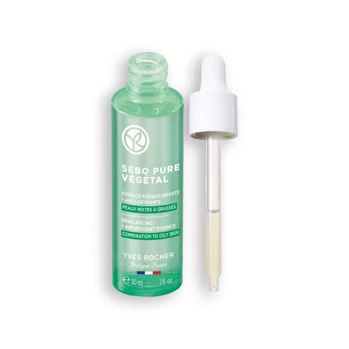 Vista 2 de Yves Rocher Sebo Pure Vegetal Reequilibrante Antioxidant Essence Suero Orgánico Combinación y Solución para Piel Grasa - 1.0 fl oz. / 1 onza líquida