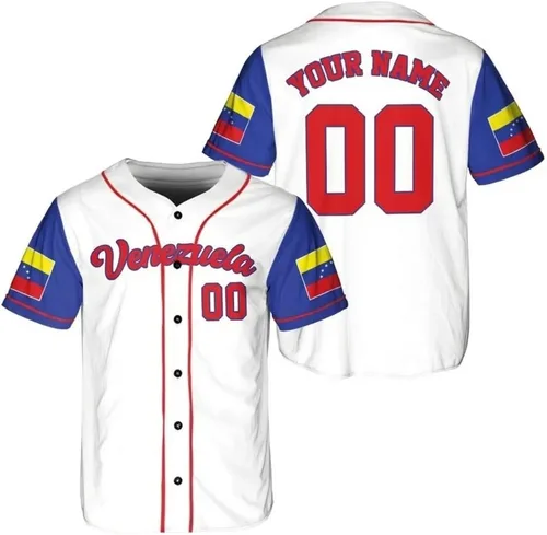 Vista 6 de Camiseta de béisbol de Venezuela, número de nombre personalizado, camisa de Beisbol Venezuela, camiseta deportiva de orgullo de la bandera