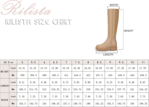 Vista 6 de Botas de plataforma hasta la rodilla para mujer, tacón grueso, cremallera lateral, botas de otoño e invierno