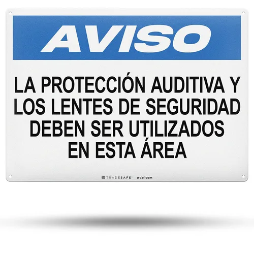 Vista 7 de TRADESAFE Letrero de protección ocular requerida de PPE – Letrero de pared, letrero de seguridad de aluminio de instalación rápida, reflector